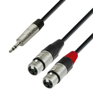 241194 Adam Hall Cables K4 YWFF 0180 Audiokabel REAN 3,5 mm Klinke stereo auf 2 x XLR female 1,8 m - Perspektive