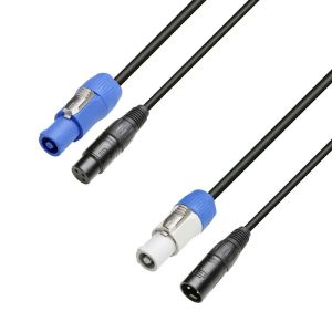 241307 Adam Hall Cables 8101 PSDT 0300 Netz- & DMX Kabel Power Twist In & XLR female auf Power Twist Out & XLR male 3m - Perspektive