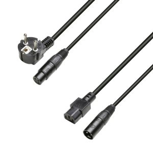241311 Adam Hall Cables 8101 PSAX 0500 Netz- und Audiokabel CEE7/7 & XLR female auf C13 & XLR male 3x1,5mm2 5m - Perspektive
