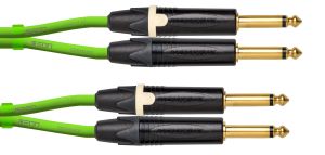 241352 Cordial CEON DJ PLUG 0,6 G Green, 0,6 m, NEUTRIK 2x Klinke 6,3 mm mono schwarz gold / 2x Klinke 6,3 mm mono schwarz gold - Perspektive