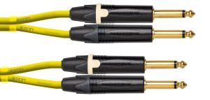 241360 Cordial CEON DJ PLUG 1,5 Y Yellow, 1,5 m, NEUTRIK 2x Klinke 6,3 mm mono schwarz gold / 2x Klinke 6,3 mm mono schwarz gold - Perspektive