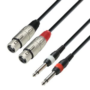 244306 Adam Hall Cables K3 TFP 0100 Kabel 2 x XLR-Buchse auf 2 x 6,3 mm Mono-Klinkenstecker, 1 m - Perspektive