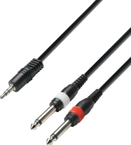 Adam Hall Cables K3 YWPP 0300 Audiokabel 3,5 mm Klinke stereo auf 2 x 6,3 mm Klinke mono 3 m