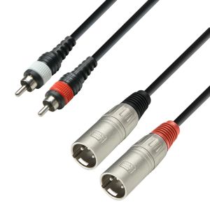 245262 Adam Hall Cables K3 TMC 0300 Audiokabel ummantelt 2 x RCA Stecker auf 2 x XLR Stecker, 3 m - Perspektive