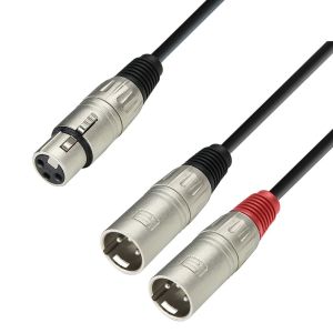 245271 Adam Hall Cables 3 Star Serie - Audiokabel XLR Buchse auf 2 x XLR Stecker, 1 m - Perspektive