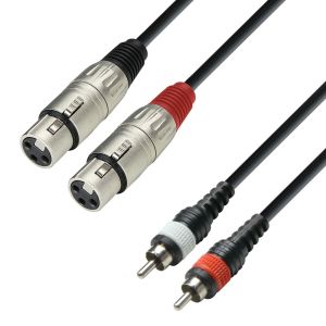 246120 Adam Hall Cables 3 STAR TFC 0100 Audiokabel eingegossen 2 x RCA Stecker auf 2 x XLR Buchse, 1 m - Perspektive