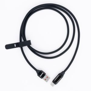 Step Up USB-A to USB-C PD Cable with LCD Power Meter, Liquorice Black