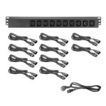 240396 Adam Hall 19" Parts 87471 IEC 19" Steckdosenleiste 10-fach, IEC C13-Kaltgerätbuchsen - Perspektive
