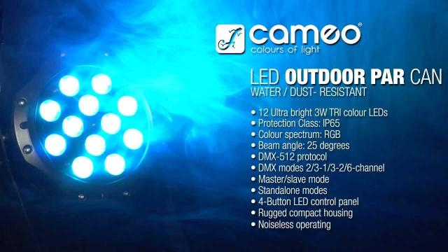 Cameo Light OUTDOOR PAR CAN - 12 x 3 W TRI Colour LED OUTDOOR PAR CAN IP65