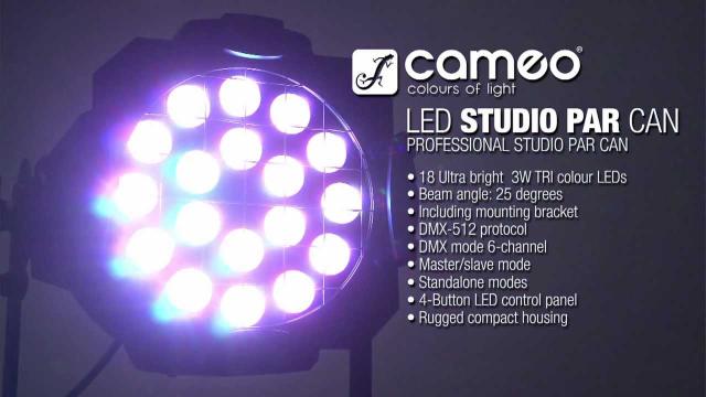 Cameo Light 18 x 3 W TRI Colour LED Studio PAR Can 64 RGB