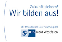 Wir bilden aus! Mit freundlicher Unterstützung der IHK Nord Westfalen.